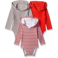 Hanes Unisex-Baby Hanes Baby Bodysuits, Ultimate Baby Flexy Hoodie Long Sleeve Bodysuit, Babies And Toddlers, 3-Pack