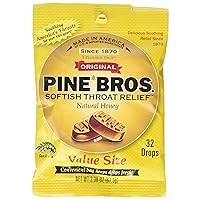 Pine Bros Softish Throat Drops, Natural Honey, 32 Count
