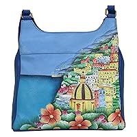 Anna by Anuschka Women's Hand-Painted Leather Triple Compartment Satchel, Amalfi Dawn