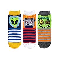 Jefferies Socks Boys' Robot Alien Zombie Fun Novelty Pattern Crew Socks 3 Pack