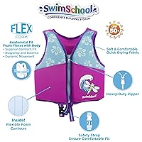 SwimSchool Swim Trainer Vest, Flex-Form, Adjustable Safety Strap, Easy On & Off, Small/Medium, up to 33 Lbs., Pink/Aqua