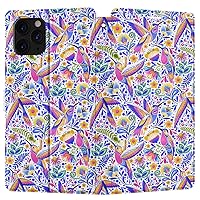 Wallet Case Replacement for Apple iPhone 12 Mini 11 Pro Max Xr Xs 10 X 8 Plus 7 6s SE Cover Exotic Flowers PU Leather Card Holder Folio Hummingbirds Hawaiian Snap Tropical Magnetic Flip