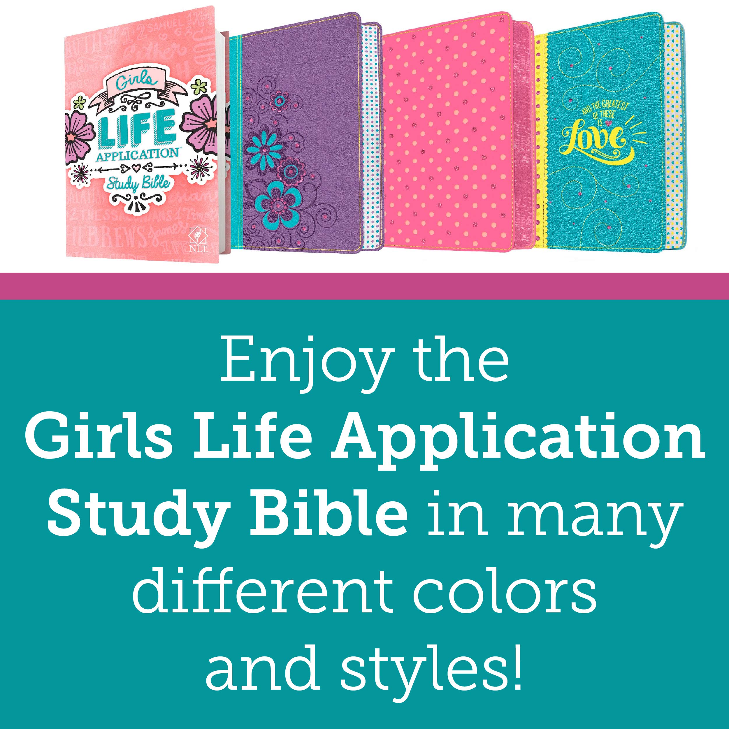Tyndale NLT Girls Life Application Study Bible, TuTone (LeatherLike, Teal/Yellow), NLT Bible with Over 800 Notes and Features, Foundations for Your Faith Sections
