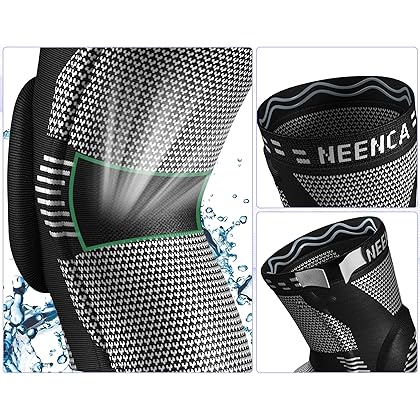 NEENCA 2 Pack Knee Braces for Knee Pain, Compression Knee Sleeves with Patella Gel Pad & Side Stabilizers, Knee Support for Men Women, Meniscus Tear, Arthritis, Joint Pain, ACL,PCL,MCL,Runner, Workout
