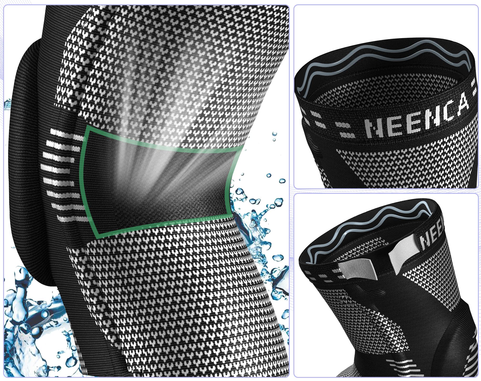 NEENCA 2 Pack Knee Braces for Knee Pain, Compression Knee Sleeves with Patella Gel Pad & Side Stabilizers, Knee Support for Men Women, Meniscus Tear, Arthritis, Joint Pain, ACL,PCL,MCL,Runner, Workout