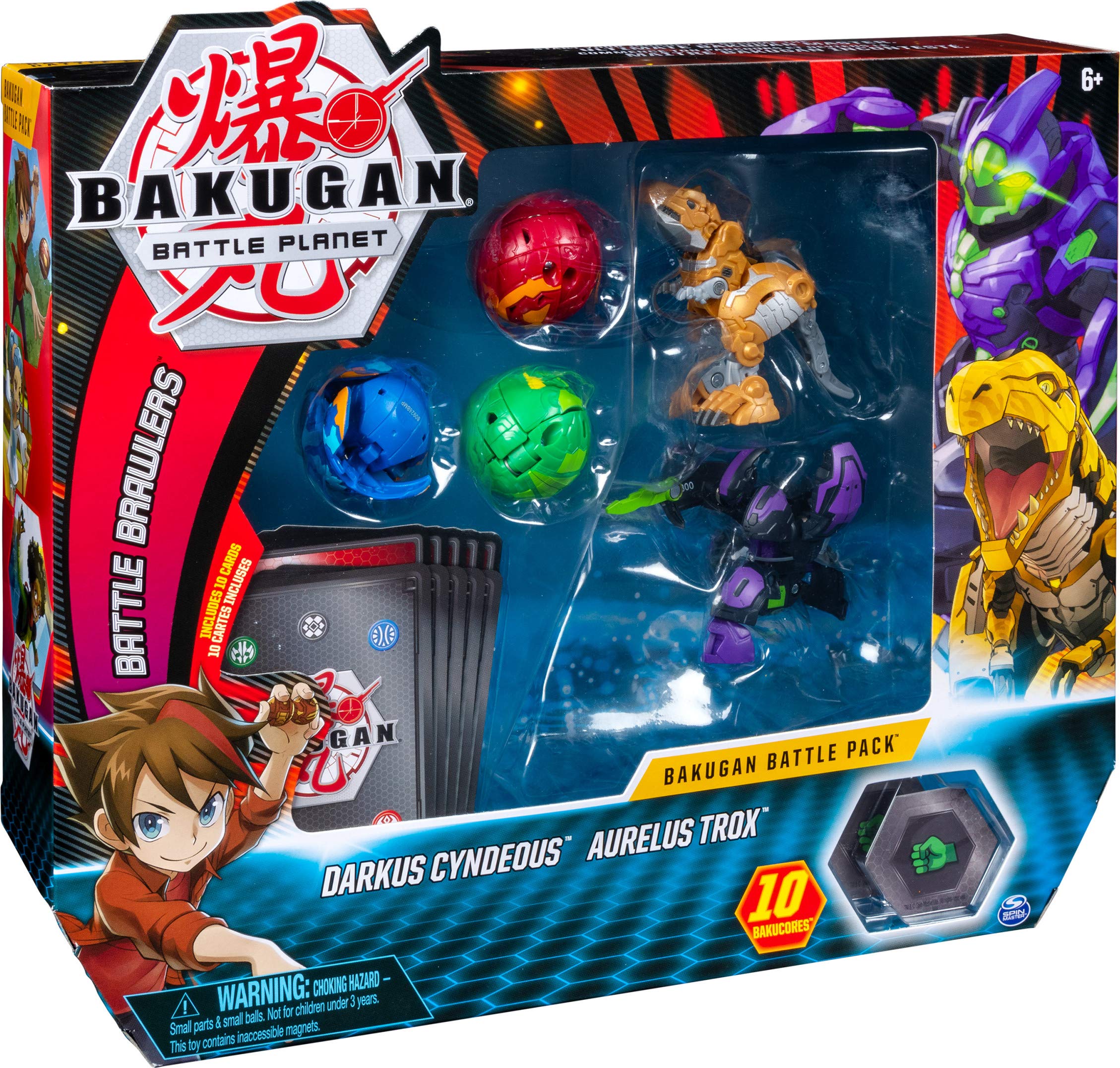 Bakugan, Battle Pack 5 Pack, Darkus Cyndeous & Aurelus Trox, Collectible Cards & Figures, for Ages 6 & Up