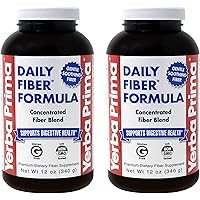 Yerba Prima Daily Fiber Formula Powder - 12 oz (Pack of 2) - Soluble & Insoluble Dietary Fiber Supplement - Colon Cleanse - Gut Health - Vegan, Non-GMO, Gluten-Free