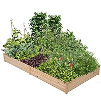 8×4ft Wooden Horticulture Raised Garden Bed Divisible Elevated Planting Planter Box for Flowers/Vegetables/Herbs in Backyard/Patio Outdoor, Natural Wood, 93 x 48 x 10in
