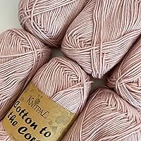 Cotton to The Core Knit & Crochet Yarn, Soft for Babies, (Free Patterns), 6 skeins, 852 yards/300 Grams, Light Worsted Gauge 3, Machine Wash (Baby Pink)