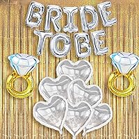 KatchOn, Bride To Be Balloons Silver Set - Pack of 17, Huge 32 Inch, Diamond Ring Balloons | Iridescent Champagne Fringe Curtain - Large, 6.4x8 Feet, Pack of 2 | Bride Balloons, Gold Party Decorations