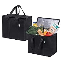 VENO Insulated Reusable Grocery Bag, Food Delivery Bag, Durable, Heavy Duty, Large Size, Stands Upright, Collapsible, Sturdy Zipper, Reusable and Sustainable