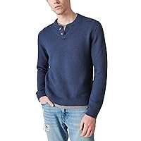 Lucky Brand Men's Cloud Soft Henley Sweater, Dark Denim