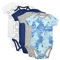 HonestBaby baby-boys 5-pack Short Sleeve Bodysuits One-piece 100% Organic Cotton for Infant Baby Boys, Unisex