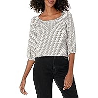 Star Vixen Women's 3/4 Sleeve Peasant Elastic-Hem Top