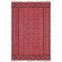Collection Rectangular Rug - 2x3 Red Pattarn Cotton Dhurrie Washable Throw Rug Bordered Kilim Rug Indoor Outdoor Use Carpet Flatweave Rugs for Bedroom Dining Room Living Room