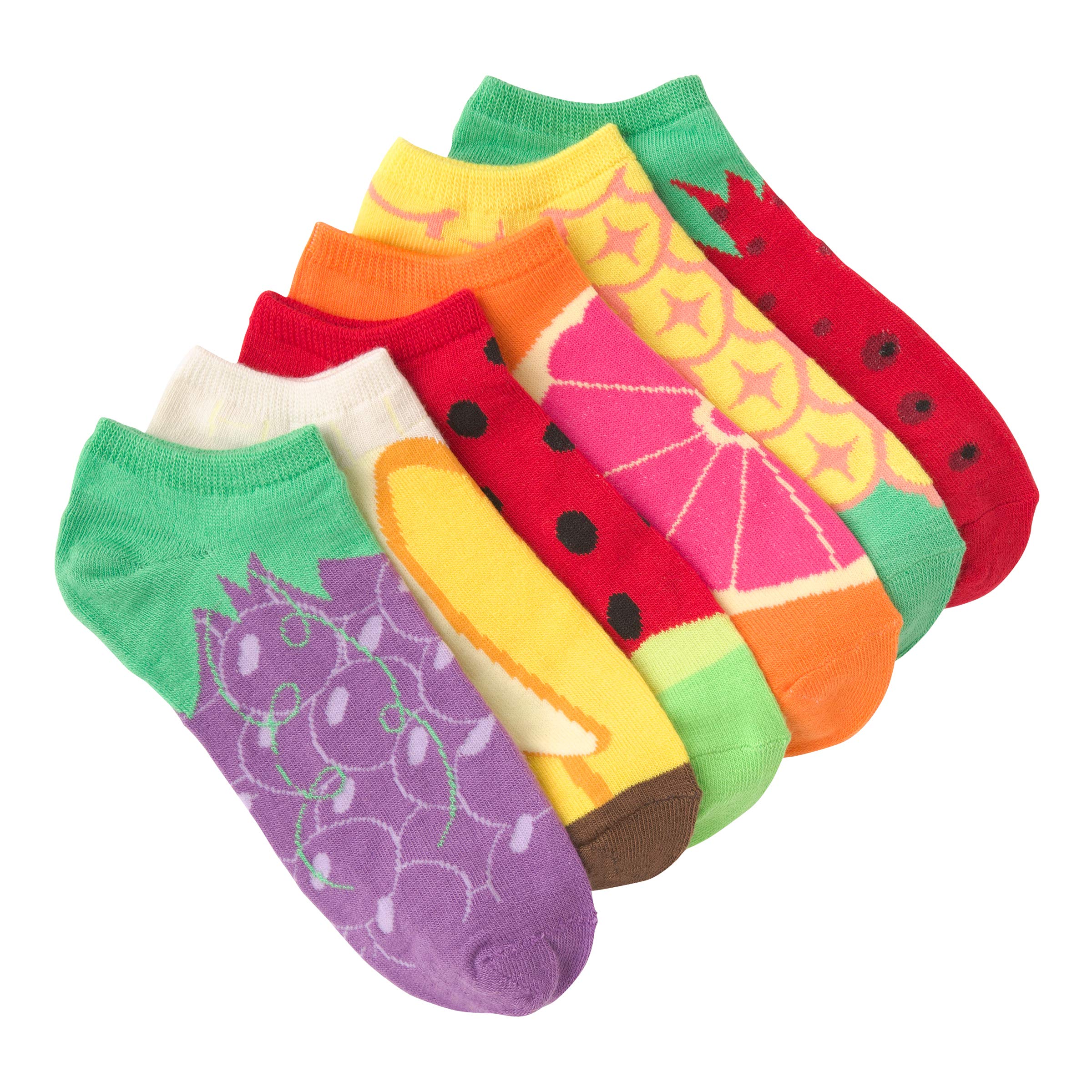 K. Bell Socks womens 6 Pair Pack Fun Food and Beverage Novelty Low Cut No Show Socks