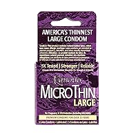 Kimono MicroThin Large - Premium Lubricated Natural Latex Condoms, Ultra Thin, Larger Tip Condoms, Vegan-Friendly, No Latex Odor - Enhanced Sensitivity - Pack of 3