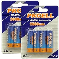 BlueDot Trading AA Rechargeable NiMH Batteries, 2600mAH/1.2V, 8 Count