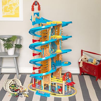 KidKraft Super Vortex Racing Tower 5-Story Race Track Toy for Die-Cast Cars; Storage for 50+ Vehicles, Gift for Ages 3+