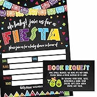 Hadley Designs 25 Fiesta Baby Shower Invitations, 25 Book Request Baby Shower Guest Book Alternative, Sprinkle Invite For Boy or Girl, Bring A Book Instead Of A Card, Baby Shower Invitation Inserts