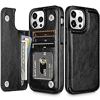 HianDier Wallet Case Compatible with iPhone 13 Pro MAX Case 5G 6.7-inch Slim Protective with Credit Card Slot Holder Flip Folio Soft PU Leather Magnetic Closure Cover, Black