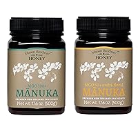 Mason Brothers' Raw Manuka Honey MGO 50+ | MGO 100+ Pure New Zealand Honey MGO Certified Starter Bundle (2 x 17.6 oz)