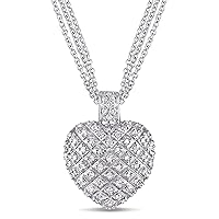 2 Ct Round White Sim Diamond Women's Heart Pendent Necklace 14k White Gold Plated
