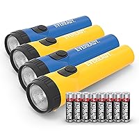 EVEREADY LED Flashlights (4-Pack), Bright Flashlights for Emergencies and Camping Gear, Flash Light with AA Batteries Included, Blue/Yellow (4-Pack)