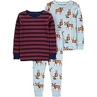 Simple Joys by Carter's Unisex Babies, Toddlers and Kids' 3-Piece Snug-Fit Cotton Christmas Pajama Set, Pack of 3