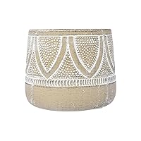 Creative Co-Op Embossed Terracotta Planter with Whitewash Finish (Holds 5