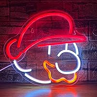 Anime Neon Signs,Grungelweal Led Dimmable Mario Neon Signs Wall Decorations For Living Room,Powered by USB with Dimmable Switch for Game Room Decor Gaming Light,Mario Neon Sign for Man Cave