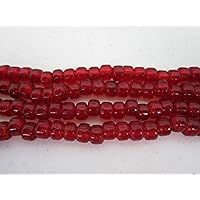 Red Translucent Glass Crow Pony Beads Jewelry Craft Bead Necklace 100 pcs 9 x 6MM