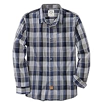 Dubinik®Mens Shirts Long Sleeve Shirts for Men Casual Button Down Vintage Plaid Pocket Soft Mens Button Up Shirts Long Sleeve