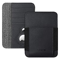 HiWe Passport Holder with Airtag Holder - Minimalist Leather Passport Wallet Card Holder for Men & Women, RFID-Blocking, 4 Card Slots, 1 Side Pocket, Black