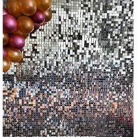 24 Packs Silver Shimmer Sequin Panel for Wedding Event Theme Party Decoration Tile Photography Background Prop Shimmeri Backdrop Air Active Signs Glitter Sequin Wall Panel