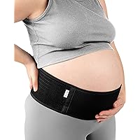 Maternity Belt - Belly Band Back Brace - Pregnancy Must Haves - Pregnancy Belly Support Band - Back Support - Belly Band for Pregnancy (Black, Large)