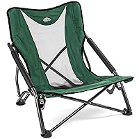 Cascade Mountain Tech Camping Chair - Low Profile Folding Chair for Camping, Beach, Picnic, Barbeques, Sporting Event with Carry Bag, Polyester, Green