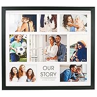 Malden International Designs 8 Opening Matted Our Story Lived + Loved Collage Wall Picture Frame Matte Quality MDF Wood Charcoal, Gray