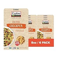 Explore Cuisine Organic Chickpea Fusili - Pack of 6 (8 oz) - Easy-to-Make Gluten Free Chickpea Pasta - High in Plant Protein & Fiber - Non-GMO - 24 Total Servings