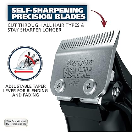 Wahl Clipper Home Barber Kit Electric Corded Clipper and Battery Touch Up Trimmer & Personal Groomer, 30 Piece Kit for Haircutting at Home – Model 79524-3001P