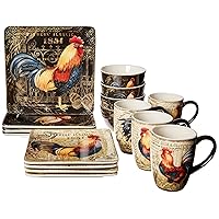 Certified International Gilded Rooster 16 pc Dinnerware Set, Service for 4