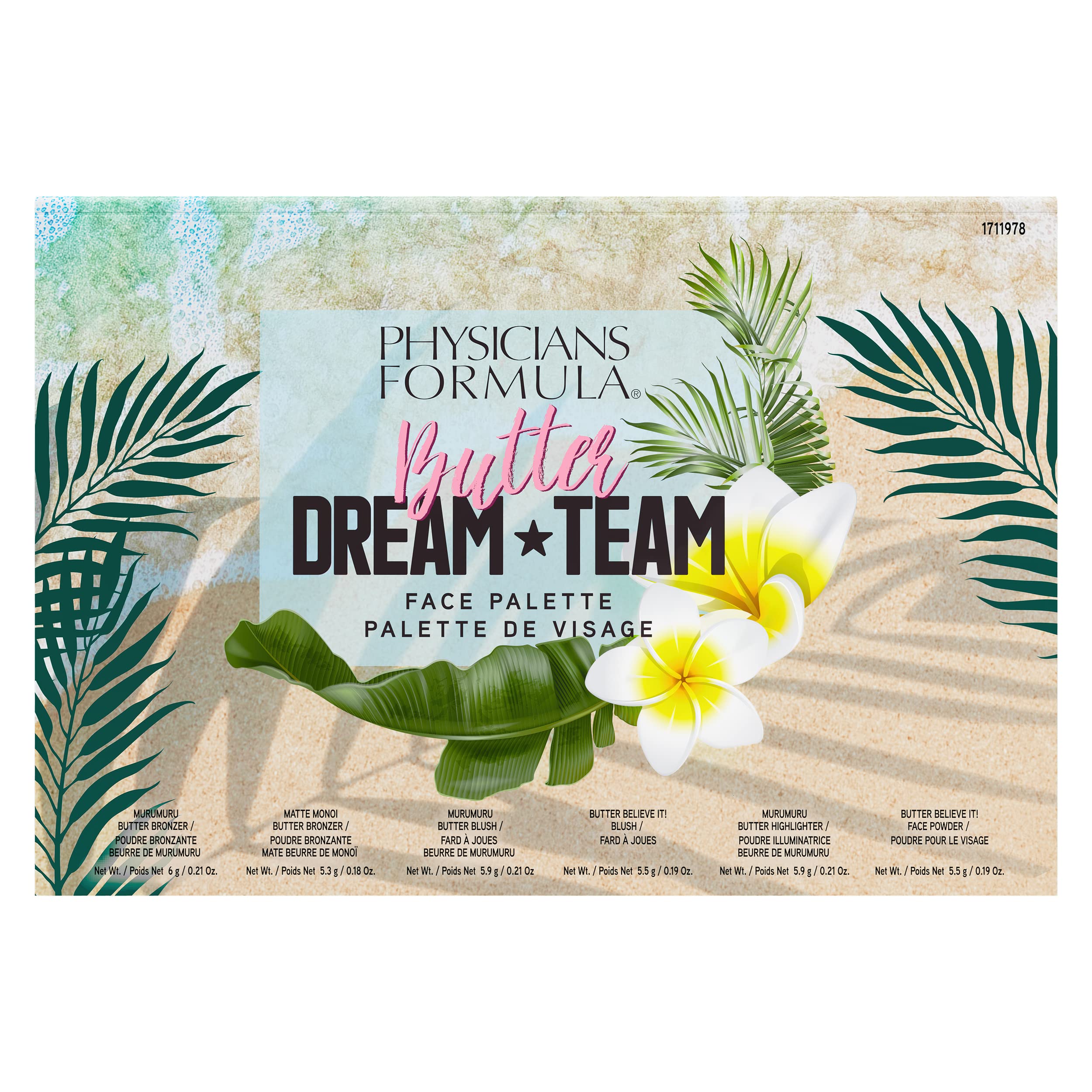 Physicians Formula Butter Dream Team Palette Makeup Gift Set, Bronzer, Blush, Face Powder, Dermatologist Approved