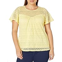 City Chic Women's Relaxed Top with Lace Overlay