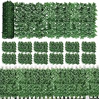 Skcoipsra Artifical Ivy Privacy Fence Screen, 47.2x236in(77sqft) Faux Ivy Vine Leaf Grass Wall, Artificial Hedges Greenery Backdrop Wall for Balcony Indoor Outdoor Garden Fence Decor