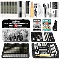 KALOUR 72-Pack Sketch Drawing Pencils Kit with Sketchbook and 3-color Drawing Paper,Tin Box,Include Graphite,Charcoal,Drawing Glove and Artists Tools,Pro Art Drawing Supplies for Adults Beginner