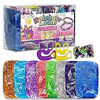 Rainbow Loom® Treasure Box Sparkle Edition, 8,000 Rubber Bands in 8 Different Sparkly Colors, and a Bonus of 2 Happy Looms, Great Activities for Boys and Girls 7+