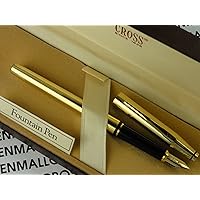 Cross Made in The USA Century Classic 18k Gold Rolled/Filled Barrel with Solid 14k Gold Medium Nib Fountain Pen