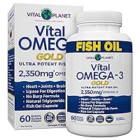 Vital Planet - Vital Omega Ultra Potent Wild Caught Omega 3 Fish Oil Supplement with 2350mg of High Potency Omega 3 Fatty Acid Supplements EPA and DHA to Support Brain and Heart Health 60 Softgels