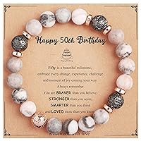 Yiyang 13th 16th 18th 21st 25th 30th 35th 40th 45th 50th 60th 65th 70th 75th 80th Birthday Gifts for Women Girls, Natural Stone Bracelet Birthday Gifts for Women Mom Daughter Grandma Sister Coworker