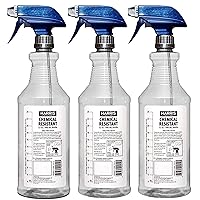 Chemically Resistant Professional Empty Spray Bottles, 32oz (3-Pack), for Cleaning Solutions and Water